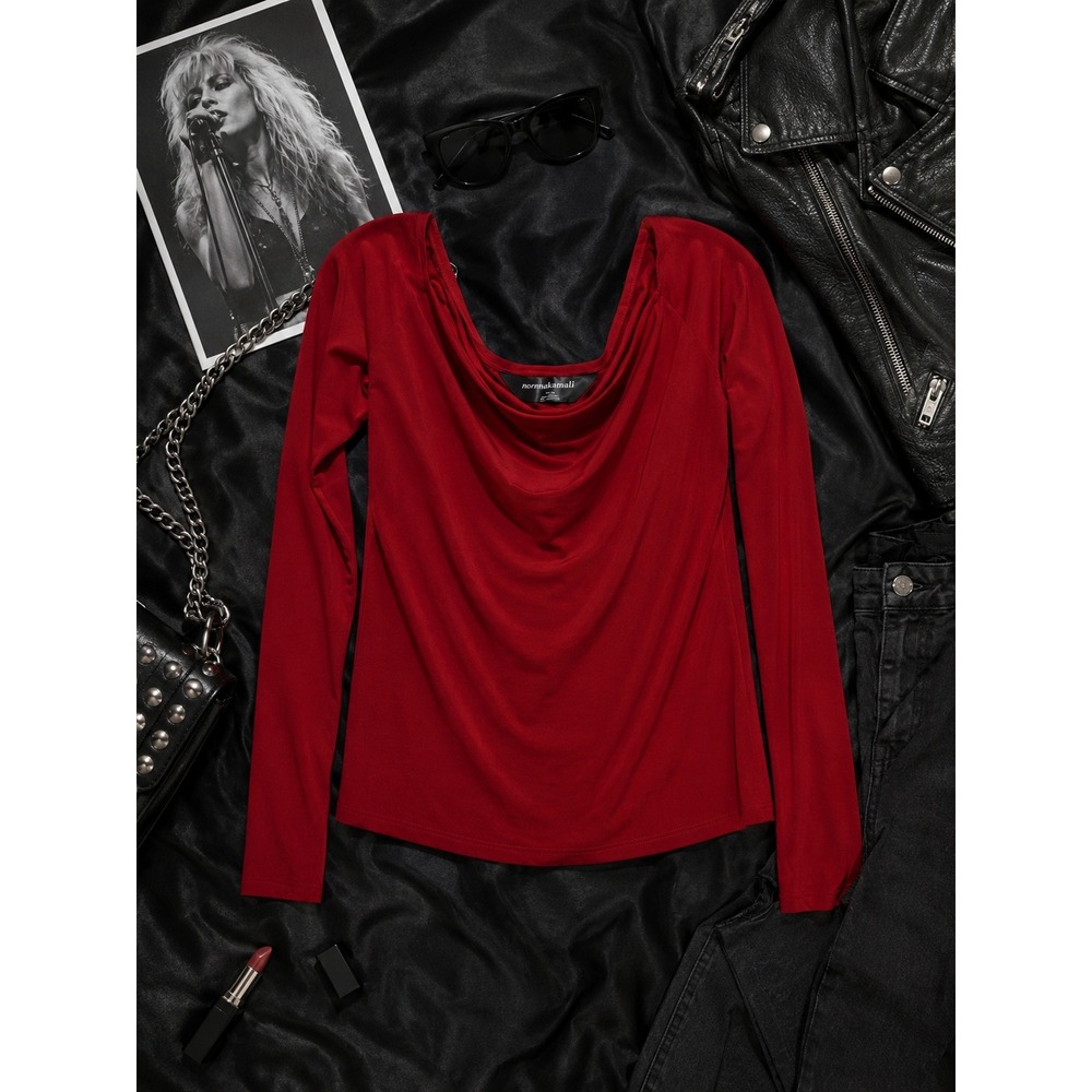 NWOT Norma Kamali Red Drop Shoulder Top, Size Extra Large (16/18, XL)